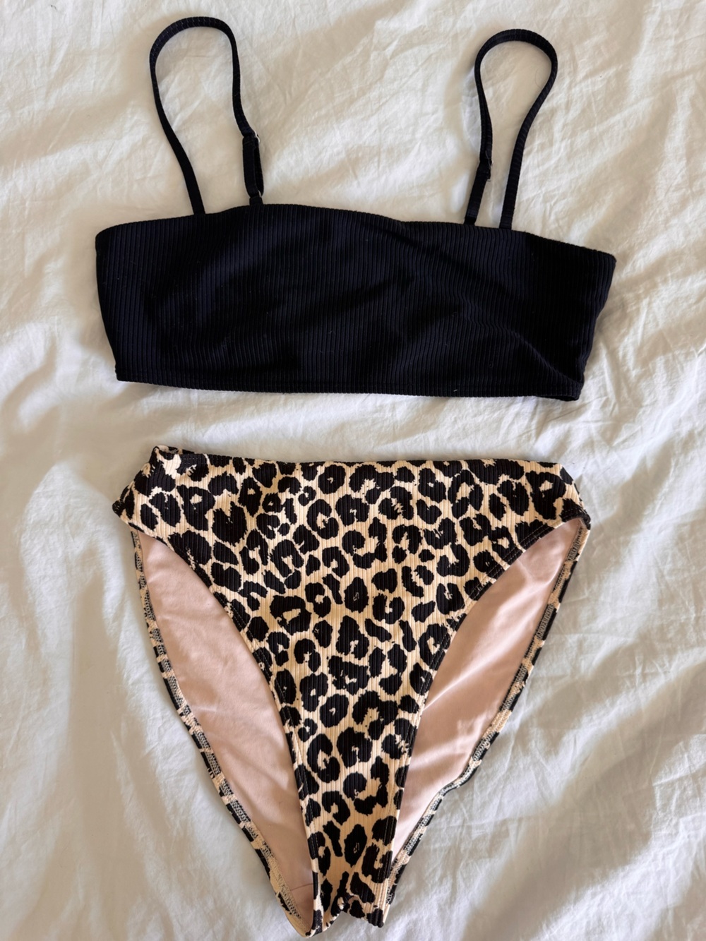Something Navy Classic Ribbed Swim
Bandeau Top and High Waisted Ribbed Bottom